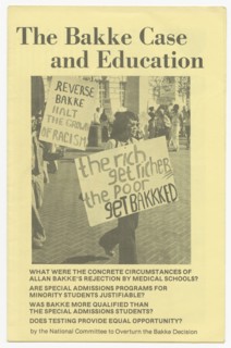 'The Bakke Case and Education', ca. 1978. Creator: Unknown.