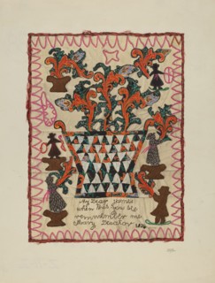 Applique Linen Panel, 1935/1942. Creator: Beverly Chichester.