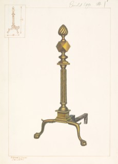 Brass Andirons, c. 1938. Creator: Edward L Loper.