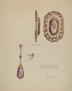 Brooch and Earrings, c. 1941. Creator: Roberta Elvis.