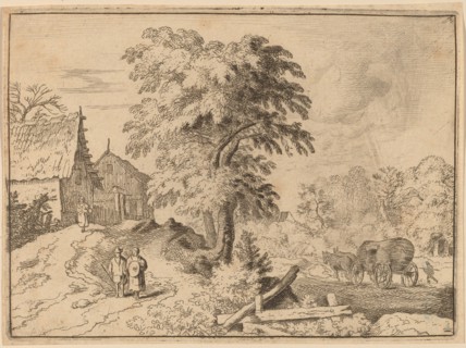 Cart with Two Draft Horses, probably c. 1645/1656. Creator: Allart van Everdingen.