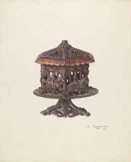 Cast Iron Bank: Merry go Round, c. 1940. Creator: Sarkis Erganian.