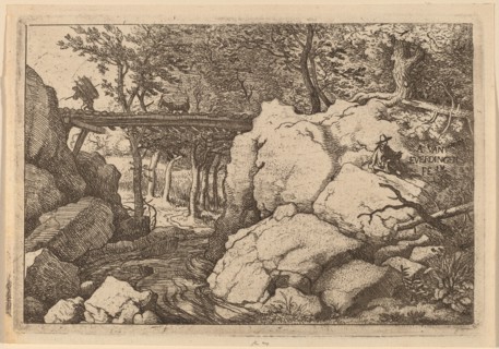 Goat on a small Bridge, probably c. 1645/1656. Creator: Allart van Everdingen.