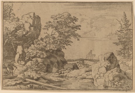 Horseman on a Bridge, probably c. 1645/1656. Creator: Allart van Everdingen.