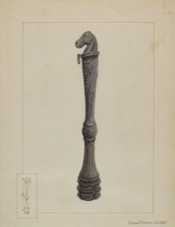 Iron Hitching Post, c. 1937. Creator: Samuel Fineman.