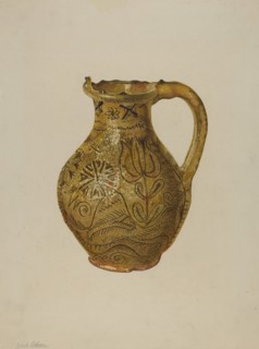 Pennsylvania German Puzzle Jug, c. 1938. Creator: Yolande Delasser.