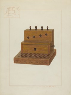 Sewing Kit and Spool Box, c. 1938. Creator: Edward L Loper.