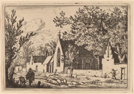 Swine Herd near a Chapel, probably c. 1645/1656. Creator: Allart van Everdingen.