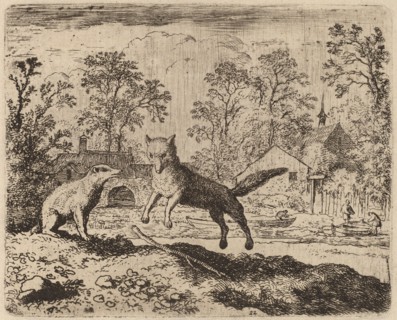 The Badger Imposes a Penance on Reynard, probably c. 1645/1656. Creator: Allart van Everdingen.
