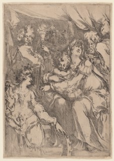 The Holy Family with Saint Catherine, Saint John the Evangelist, and an Angel, 1612/1616. Creator: Jacques Bellange.