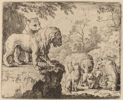 The Lion Pardons Reynard before the Other Animals, probably c. 1645/1656. Creator: Allart van Everdingen.