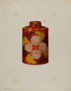 Toleware Tea Caddy, c. 1940. Creator: Mildred Ford.