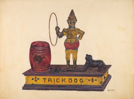 Toy Bank: Trick Dog, c. 1937. Creator: George File.