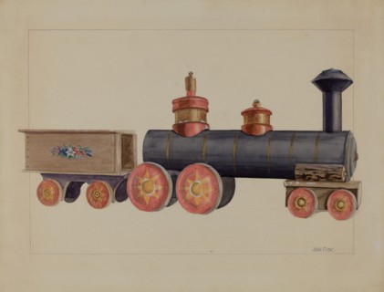Toy Locomotive, c. 1936. Creator: John Fisk.