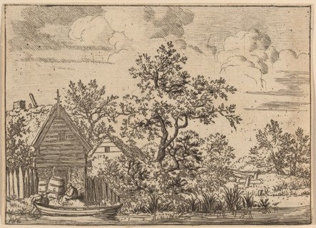 Two Casks in Front of a Cottage, probably c. 1645/1656. Creator: Allart van Everdingen.