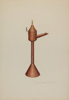 Whale Oil Lamp, c. 1938. Creator: William H Edwards.