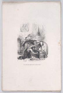 All that remains is to close the blessed trunk! from the Little Miseries of Human Life, 1843.. Creator: Quichon.