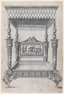 Design for a Four Poster Bed, 1565-70. Creator: Jacques Androuet Du Cerceau.