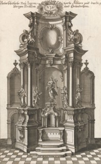 Design for a Monumental Altar, Plate c from 'Unterschiedliche Neu Inventier..., Printed ca. 1750-56. Creator: Georg Gottfried Winckler.