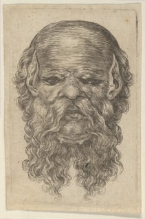 Mask of a Bald Man with Pointed Ears and a Long, Parted Beard, from Divers Masques, ca. 1635-45. Creator: Francois Chauveau.