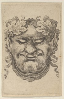 Mask of Bacchus with a Wreath of Grape Leaves and Ribbon, from Divers Masques, ca. 1635-45. Creator: Francois Chauveau.