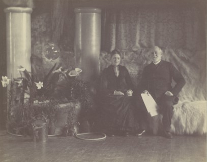 Mr. and Mrs. Charles L. Tiffany in Louis C. Tiffany's Studio, ca. 1890. Creator: George Collins Cox.
