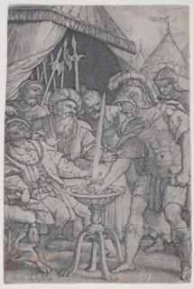 Mucius Scaevola and Porsenna, from Roman Heroes, 1535., 1535. Creator: Georg Pencz.