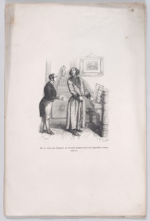 One does not bother an honest man with trifles like this. from the Little Miseries of Huma..., 1843. Creator: Jean Ignace Isidore Gerard.