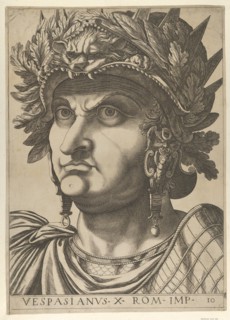 Plate 10: Vespasian with his head turned slightly to the left, from 'The Twelve Caesars..., 1610-40. Creator: Anon.