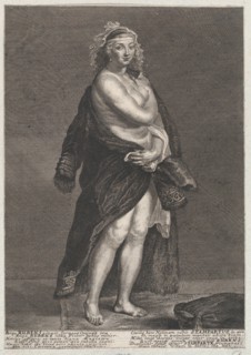 Portrait of Helena Fourment, Rubens' second wife, wearing a fur coat over her shoulders, 1728., 1728 Creator: Frans van Stampart.