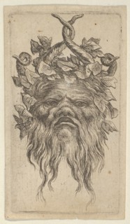 Satyr Mask with Hooked Horns and an Ivy Wreath, from Divers Masques, ca. 1635-45. Creator: Francois Chauveau.