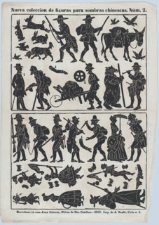 Sheet 2 of figures for Chinese shadow puppets, 1859. Creator: Juan Llorens.