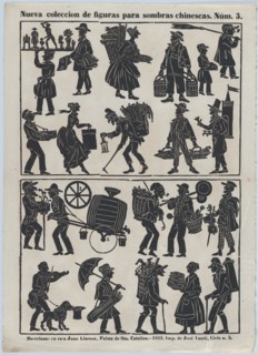 Sheet 3 of figures for Chinese shadow puppets, 1859. Creator: Juan Llorens.