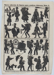 Sheet 3 of figures for Chinese shadow puppets, 1859. Creator: Juan Llorens.