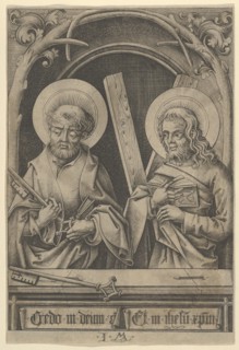 St. Peter and St. Andrew, from The Apostles. Creator: Israhel van Meckenem.