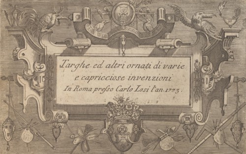 Targhe ed altri ornati di varie e capricciose invenzioni (Cartouches and other ornaments o..., 1773. Creator: Unknown.
