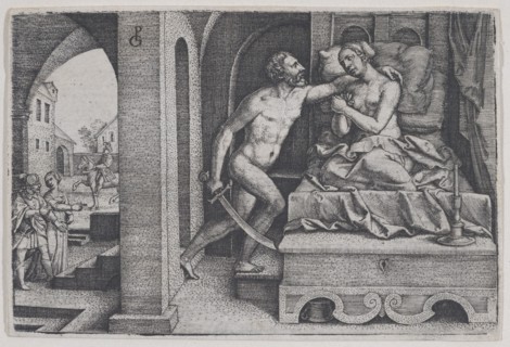 Tarquinius Rapes Lucretia, from Scenes from Roman History. Creator: Georg Pencz.