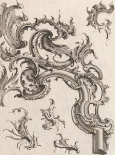 Various Designs for Rocaille Ornaments, Plate 1 from an Untitled Series of ..., Printed ca. 1750-56. Creator: Jacob Gottlieb Thelot.