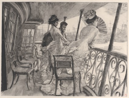 The Gallery of H.M.S. Calcutta (Souvenir of a Ball on Shipboard) (La galerie du "Calcutta"..., 1876. Creator: James Tissot.