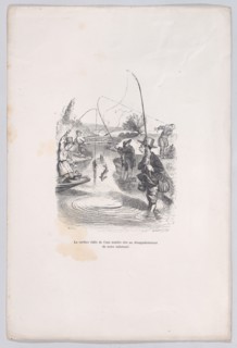 The rippling water seems to be mocking our misfortune. from the Little Miseries of Human L..., 1843. Creator: Quichon.