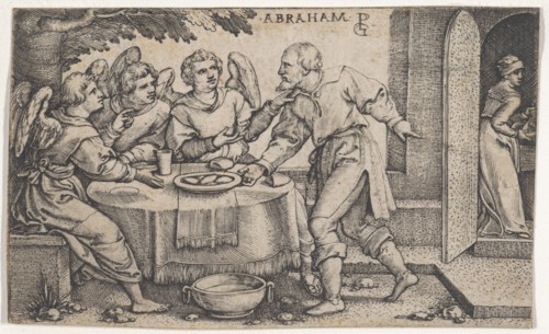 The Three Angels Visiting Abraham, from The Story of Abraham. Creator: Georg Pencz.