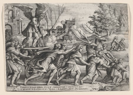 The Triumph of Time on Fame, from The Triumphs of Petrarch. Creator: Georg Pencz.