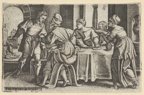 Tobias Leaving the Table, from The Story of Tobias, 1543. Creator: Georg Pencz.