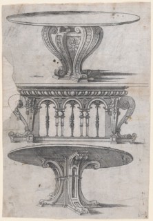 Three Table Designs, 1565-70. Creator: Jacques Androuet Du Cerceau.
