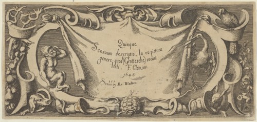 Title Plate, from Quinque Sensuum (Five Senses), ca. 1655. Creator: Francis Cleyn.