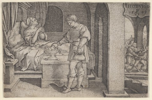 Tobiolus Makes a Propitiatory Sacrifice, from The Story of Tobias, 1543. Creator: Georg Pencz.
