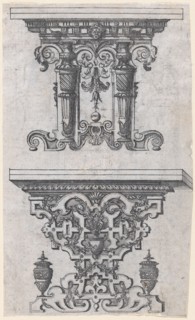 Two Table Designs, 1565-70. Creator: Jacques Androuet Du Cerceau.