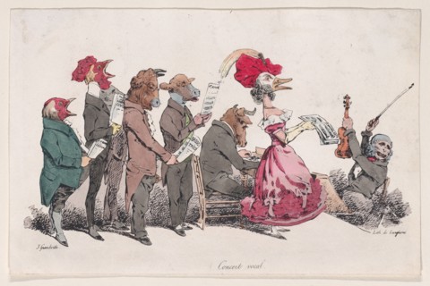 Vocal Concert from Metamorphoses of the Day, 1829. Creator: Pierre Langlumé.