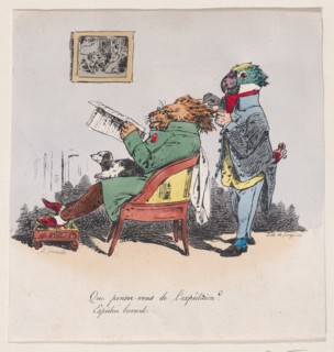 What do you think of the expedition? from Metamorphoses of the Day, 1829. Creator: Pierre Langlumé.