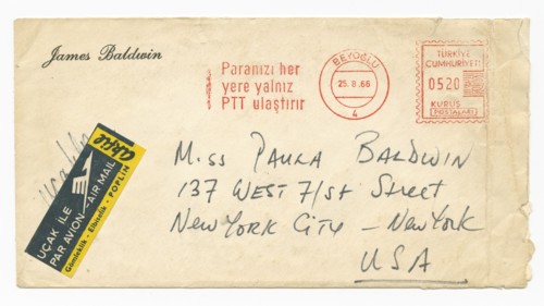 Envelope addressed to Paula Baldwin from James Baldwin, August 25, 1966. Creator: Unknown.